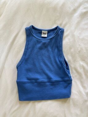 Aritzia TNA Ribbed Blue Crewneck Crop